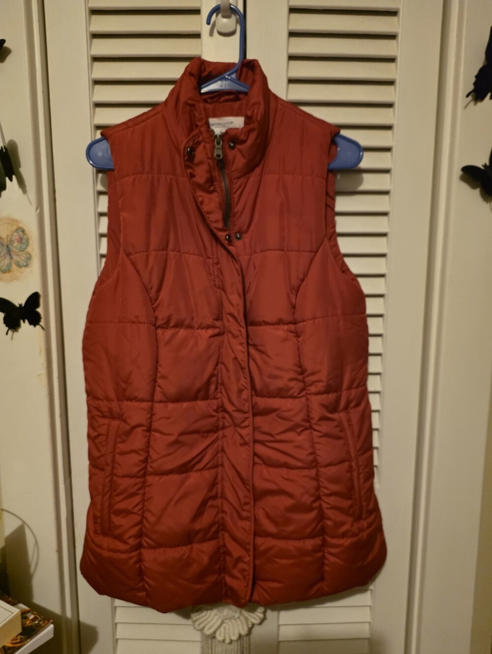 Workshop Republic Clothing Quilted Puffer Vest in Rust - Beautiful Red!